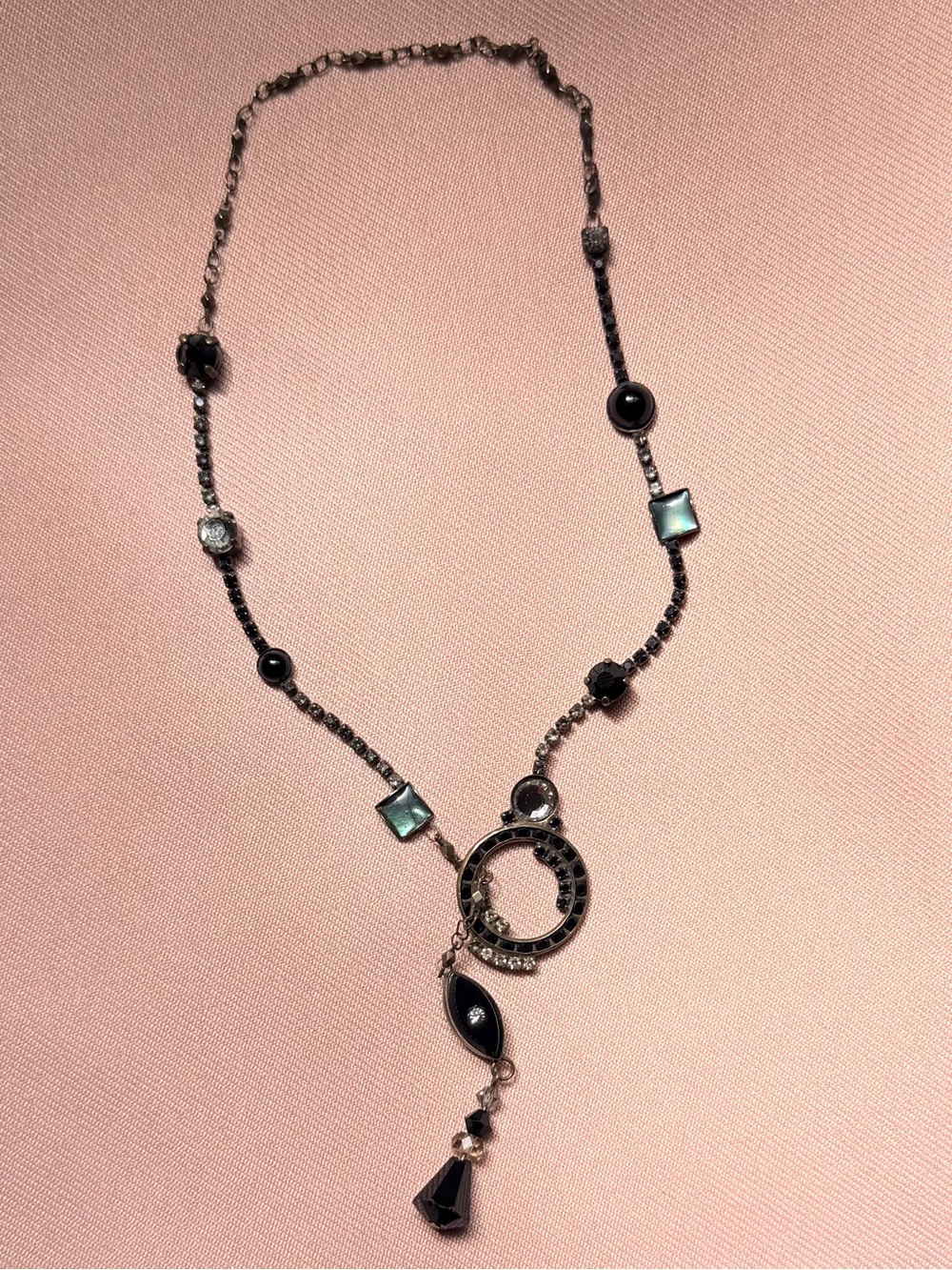 Sorrelli Vintage Midnight Crystal Drop Statement Y-Necklace (16” - Rare)